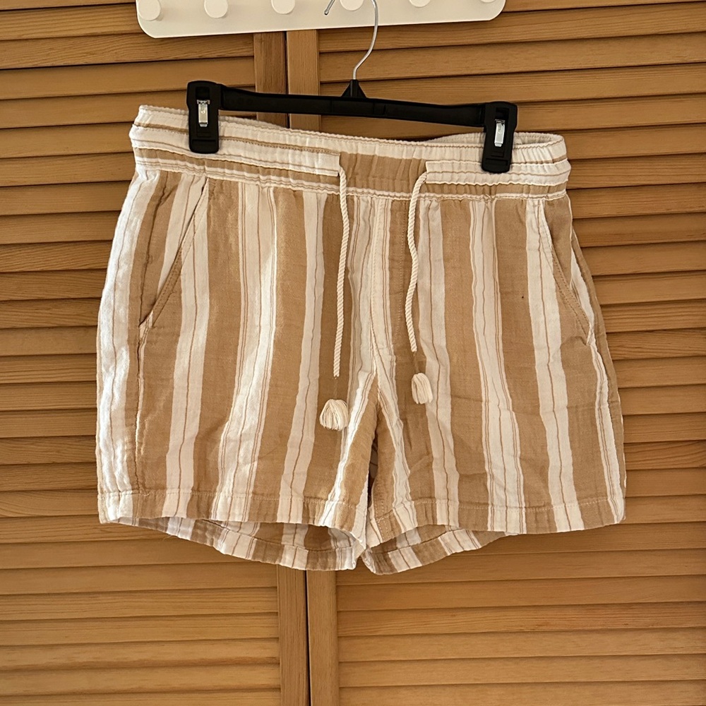 Old Navy Tan and White Striped Shorts